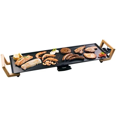 Abbildung von Bestron elektrischer Tischgrill, XL Teppanyaki Grillplatte im Asia Design, Grillspaß für 6 Personen, extra große Grillfläche, 1.800 W, Farbe: Schwarz