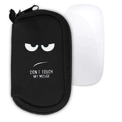 Abbildung von kwmobile Hülle kompatibel mit Apple Magic Mouse 1/2 Neopren für PC Schutzhülle Computer Maus Tasche Weiß Schwarz