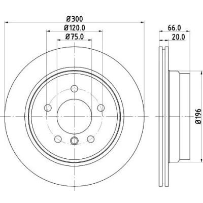 Abbildung von HELLA PRO 8DD 355 117 831 Bremsscheibe 300 20 05/06 120 innenbelüftet beschichtet ohne Radbefestigungsbolzen, Radnabe BMW: 3 Saloon, Coupe