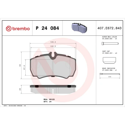 Abbildung von BREMBO P 24 084 Bremsbelagsatz inkl. Verschleißwarnkontakt mit Bremssattelschrauben Zubehör FORD: Transit Mk6 Minibus, Van