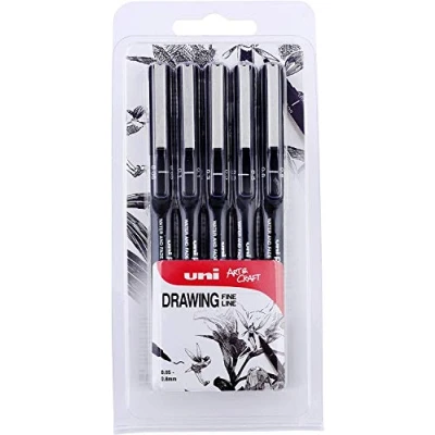 Abbildung von uni ball PIN 153486623 5 teiliger feiner Liner Zeichnung Stif, wasserbeständige und lichtbeständige schwarze Tinte, Federgrößen (0,1, 0,2, 0,3, 0,5 0,8)