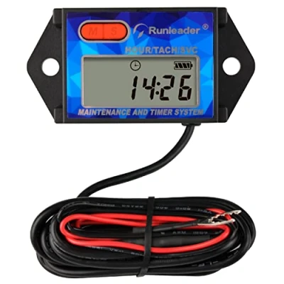 Abbildung von Runleader Digitaler Drehzahlmesser, Drehzahlalarm, Wartungserinnerung, Batterie austauschbar, Funktioniert mit 2 oder 4 Takt Gasmotoren, Verwendung für Generator Kompressor Außenbordmotor