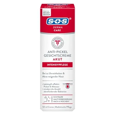Abbildung von SOS Derma Care Anti Pickel Gesichtscreme Akut (50 ml) medizinische Gesichtspflege gegen Mitesser &amp; verbessertes Hautbild nach 4 Wochen unreine Haut MicroSilber und Laurinsäure