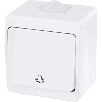 Abbildung von Aufputz Taster IP54, Klingel Symbol, All in One, Serie G1 reinweiß