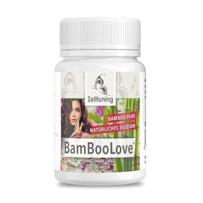 Abbildung von BAMBOO LOVE Silizium Hochdosiert Kapseln Kieselsäure aus Bambus Pure, Vegan, Rein 180 Silica Haut Haare Nägel Silicea Nahrungsergänzungsmittel Deutschland von Zelltuning.