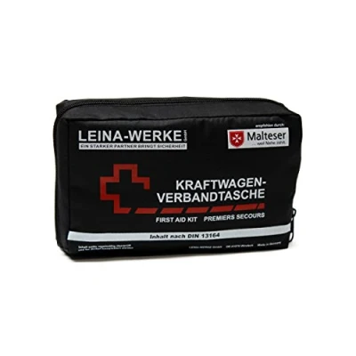 Abbildung von Leina Werke 11014 KFZ Verbandtasche Compact mit Klett, Schwarz/Weiß/Rot