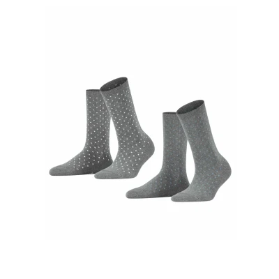 Abbildung von Esprit FINE DOT 2PACK WITH Pattern Socken, Damen, Größe: 39 42, Light greymel.