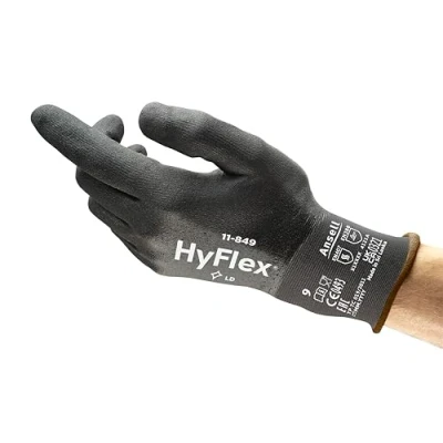 Abbildung von Ansell HyFlex 11 849 Arbeitshandschuhe, Vielseitig Einsetzbarer Abriebfester Industrie und Mechanik Handschuh, Montagehandschuhe Damen Herren, Schwarz, Größe L (1 Paar)