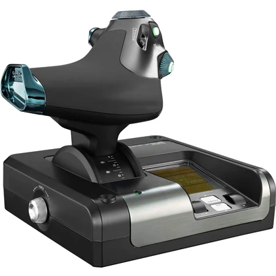 Abbildung von Logitech G Saitek X52 Pro Flight Control System, Schubregler und Stick Simulationscontroller für Weltraum Simulationen, LCD Display, Doppelfederung, Beleuchtete Tasten, 2x USB Anschluss, PC Schwarz