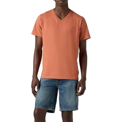 Abbildung von Levi&#039;s Original Vneck Tshirt basic, Herren, Größe: Small, Etruscan red