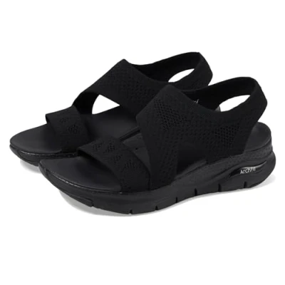 Abbildung von Skechers Damen Cali Fußgewölbe Passform für den hellsten Tag, Schwarz gestrickt, 43 EU