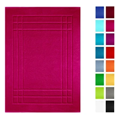 Abbildung von Lashuma Fußhandtuch 50x70 cm, Linz Frottee Badematte waschbar saugstark Purpur