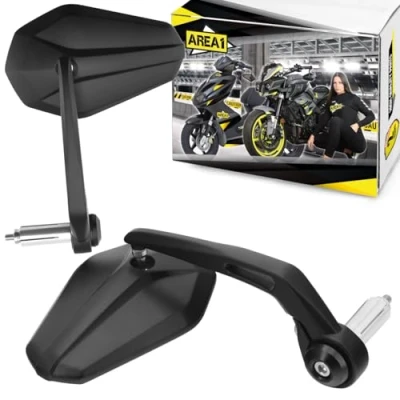 Abbildung von Area1 Universal Motorrad Spiegel für Lenker, 2 Stück Lenkerendenspiegel E geprüft, 360drehbarer Lenkerspiegel Motorrad, 7/8&quot; 22mm Seitenspiegel (LS77)