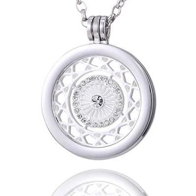 Abbildung von Morella Damen Halskette 70 cm Edelstahl und Anhänger mit Coin Himmelsornament Rosegold 33 mm im Schmuckbeutel