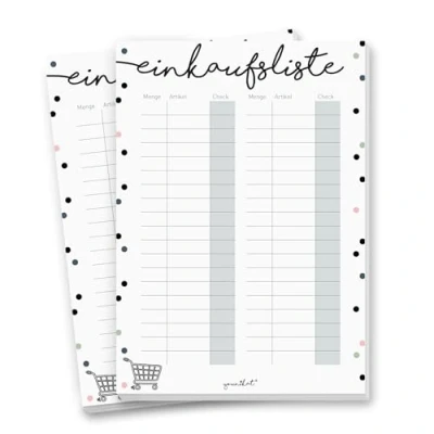 Abbildung von 2 Notizblöcke Einkaufsliste I DIN A5 50 Blatt Set für die Küche Handtasche Auto Einkaufsblock zum Abreißen aus Papier dv_377