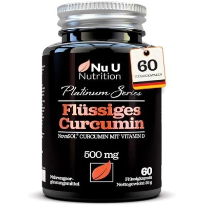 Abbildung von Kurkuma (curcuma) kapseln (flüssig) mit Vitamin D 185x stärkere Bioverfügbarkeit NovaSOL® Curcumin hochdosiert vegetarisch Premium flüssiges Curcumin, 60