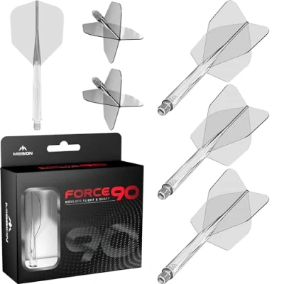 Abbildung von Mission Darts Force 90 Integriertes präzisionsgeformtes Dart Flight und Schaftsystem, Packung mit 3 professionellen, sehr langlebigen kombinierten Flights Schäften, Standard Nr. 6