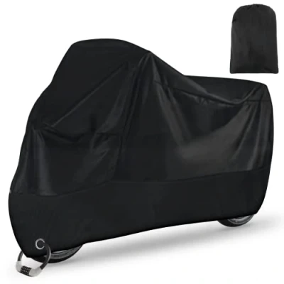Abbildung von Motorrad Abdeckplane Outdoor Winterfest XXL, 210D Oxford Stoff Wasserdicht Roller Abdeckung mit Schlüsselloch für Moped, Bike, Sommer, Schützt vor UV Regen Schnee Staub 245x105x125cm Schwarz