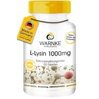 Abbildung von Lysin Tabletten 1000mg vegan 100 Aminosäure Warnke Vitalstoffe Deutsche Apothekenqualität