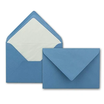 Abbildung von 50x Kuverts in Himmelblau Brief Umschläge DIN B6 12,5 x 17,6 cm geripptes Papier weißes Seidenfutter für Weihnachten &amp; festliche Anlässe