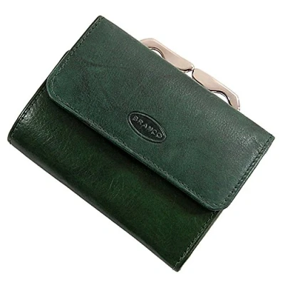 Abbildung von GoBago Bügelbörse Damen Leder Portemonnaie Geldbeutel Knipser 10,5 x 7,5 cm (Grün)