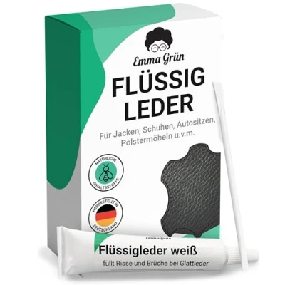 Abbildung von Emma Grün® Flüssigleder Reparatur Set Weiß [1x7ml] Leder Kratzer entfernen für Risse &amp; (Brand ) Löcher Lederpflege Sofa Autositze Kunstleder Reparaturset ml