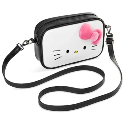 Abbildung von Hello Kitty Umhängetasche Shoulder Bag mit Abnehmbarem Gurt, Innenfach &amp; Zip Geschenke für Mädchen(Weiß)
