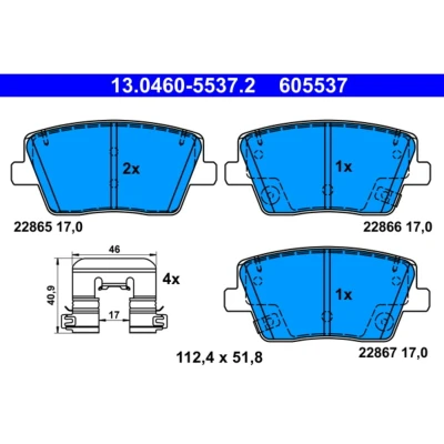 Abbildung von ATE 13.0460 5537.2 Bremsbelagsatz mit akustischer Verschleißwarnung Zubehör HYUNDAI: i30 III Hatchback, Fastback