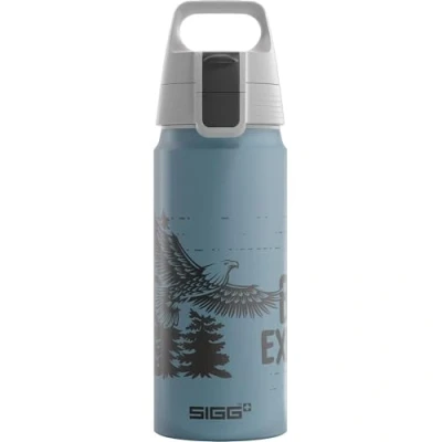 Abbildung von SIGG Alu Trinkflasche Kinder WMB ONE Brave Eagle Für Kohlensäurehaltige Getränke Geeignet Auslaufsicher Federleicht BPA frei Klimaneutral Zertifiziert Sport &amp; Schule Graublau 0,6L