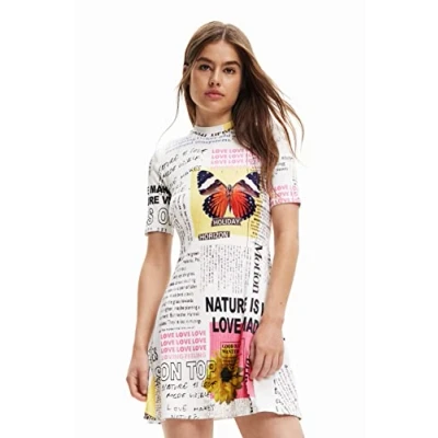 Abbildung von Desigual VEST Newspaper Freizeitkleid, Damen, Größe: Large, White