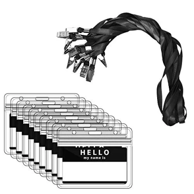 Abbildung von Ausweishülle mit Band, Zalava 40 Stück Kartenhalter Ausweishalter Lanyard wasserdicht Karten Schutzhülle für Business, Ausstellung, Büro und Schule (Schwarz)
