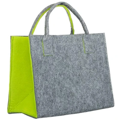Abbildung von Brandsseller Praktische Einkaufstasche Shoppingbag Freizeittsche Aufbewahrungsbehälter aus Filz ca. 35 x 20 28 cm, Hellgrau/Hellgrün