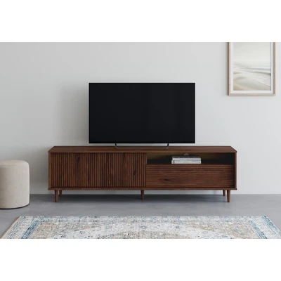 Abbildung von INOSIGN Lowboard »Malmedy Front mit gefrästen Rillen« TV Kommode aus massivem Kiefernholz, Push to open, Breite 180 cm