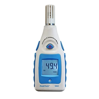 Abbildung von PeakTech Luftfeuchtigkeitsmessgerät mit Anzeige der Lufttemperatur/Raumklima Messgerät/Thermo Hygrometer/Raumtemperatur/Luftfeuchtigekeit/Baufeuchte und Thermometer, 1 Stück, P 5160