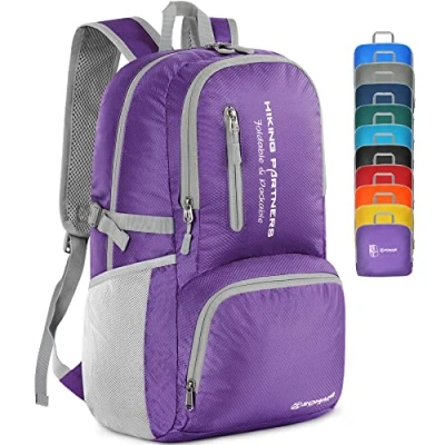 Abbildung von ZOMAKE Leicht Faltbarer Rucksack 35L Packbare Backpacks,Kleiner Faltbar Rucksäcke Wanderrucksack Wasserdicht für Damen Herren Outdoor Wandern(Violett)