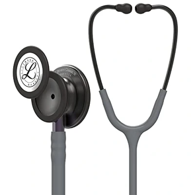 Abbildung von 3M Littmann Classic III Stethoskop zur Überwachung, 5873, Smoke Edition Bruststück, grauer Schlauch, violett Schlauchanschluss und rauchfarbener Ohrbügel, 69 cm