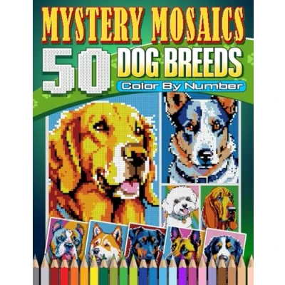 Abbildung von Mystery Mosaics Color By Number Dog Breeds: 50 Pixel Art Coloring with Dazzling Secret Breeds Animal Pet cute, Quest Challenges for Creativity and Relaxation