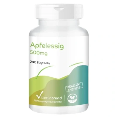 Abbildung von Apfelessig Kapseln 2000mg Tagesdosis 240 hochdosiert vegan Vitamintrend®