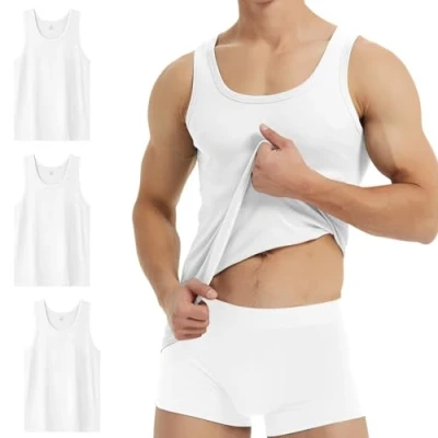 Abbildung von YouShow Unterhemd Herren Weiss Tank Top Gekämmte Baumwolle 3er Pack Business Classic ärmellos M