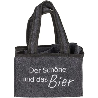 Abbildung von Out of the blue Flaschentasche Bierträger Flaschenträger für 6 Flaschen Der Schöne und das Bier, 71/2652, Grau