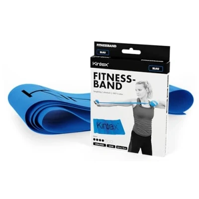 Abbildung von Kintex Fitnessband, 2,5 m x 15 cm, Gymnastikband in 7 Stärken, 100% Latex, transportables Trainingsband (Blau)