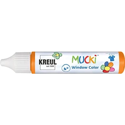 Abbildung von KREUL 24404 Mucki Window Color, orange, 29 ml Pen, Fenstermalfarbe auf Wasserbasis, parabenfrei, glutenfrei, laktosefrei, vegan, leicht vermalbar, auswaschbar