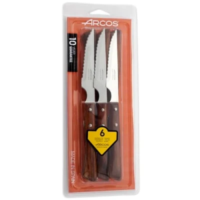 Abbildung von Arcos Table Messer Steakmesser Set Klinge Nitrum Edelstahl 110 mm HandGriff Pack Holz Farbe Braun