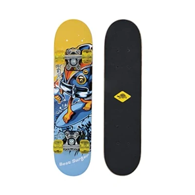 Abbildung von Schildkröt® Junior Skateboard 24, Design: Best Surfer, Holz Deck 60,5 x 15cm, PU Rollen 50 30mm, Sticker Design, 510620