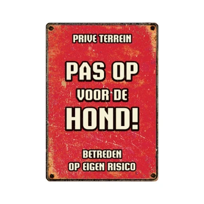 Abbildung von Warning Sign Metal &quot;Pas op voor de hond&quot;