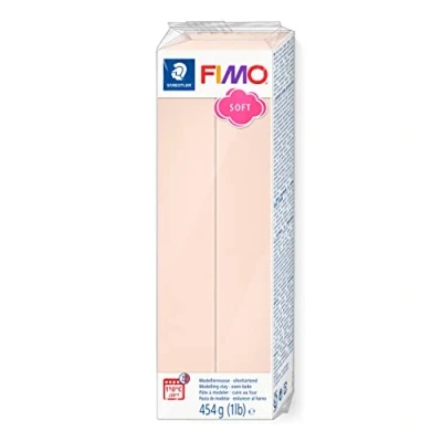 Abbildung von STAEDTLER ofenhärtende Modelliermasse FIMO soft, blass rosa, Großblock 454g, weich und geschmeidig, speziell für Einsteiger Hobbykünstler, 8021 43