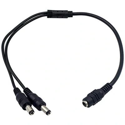 Abbildung von Duttek CCTV Strom Splitter Kabel, DC 5,5 x 2,1 mm, 1 Buchse auf 2 Stecker, Wege Netz Y für Sicherheitskamera/IP Kamera/DVR Standalone/LED Streifen (40 cm)