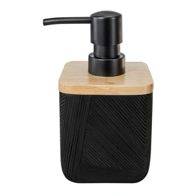 Abbildung von Kleine Wolke Seifenspender Crossover, Accessoires, Farbe Schwarz, Material: Polyresin, Bambus, Länge 7,8 x Breite Höhe 15 cm