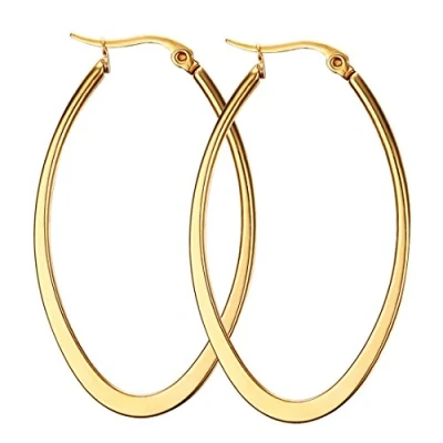 Abbildung von Caimeytie Oval Ohrringe Damen Creolen Edelstahl Gold valentins geschenke