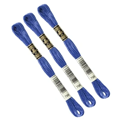 Abbildung von DMC Set mit 3 Strängen Blau, 117 MC, 100 % Baumwolle, passt auf alle Techniken und Materialien, ideal für Kreuzstich